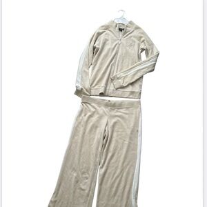 Jennifer Lopez Cream Velour Tracksuit Set